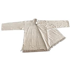 Autre Marque traditionelles tibetisches Hemd (Chuba) aus roher Seide, Größe XL Aus weiß