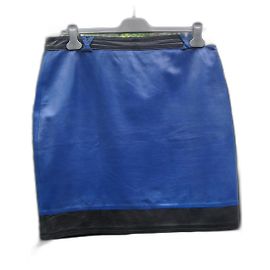 Autre Marque Gonna in pelle bicolore nera e blu scuro Nero Blu scuro