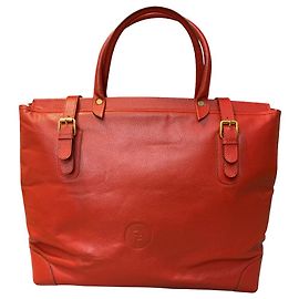FENDI grain leather travel bag Red