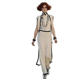 Chanel Cruise 2010 10C Creme & Schwarz Strickoverall Creme