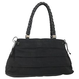 Borsa Tote Vala in Tela Nera e Oro Salvatore Ferragamo Auth bs28915 Nero D'oro