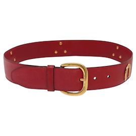 Cinturón GUCCI de cuero 31,5"" Rojo Oro Auth 138129 Roja Dorado