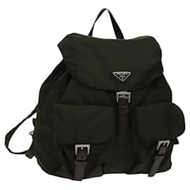 PRADA Backpack Nylon Khaki Silver Auth ki5908 Silvery Khaki