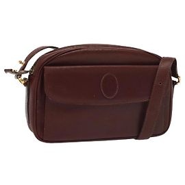 Cartier Borsa a spalla Must Line in pelle bordeaux e oro Auth bs28999 D'oro Bordò