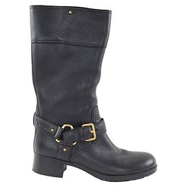 Prada Botas de cuero negras Negro