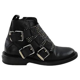 Zadig & Voltaire Botas de couro pretas com fivelas Preto