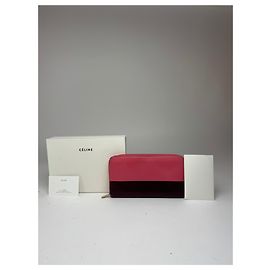 Céline Portafoglio in pelle vintage Celine Paris rosa viola Rosa