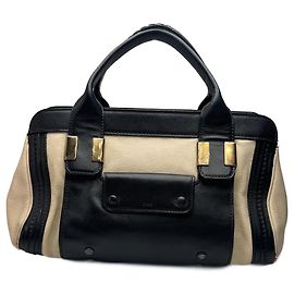 Chloé Bolsa de couro vintage Chloe bege e preta Preto
