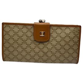 Céline Vintage Celine Paris Monogram Leather Wallet beige Beige