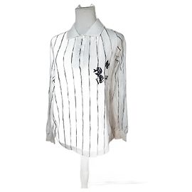 Pull Vintage Dior Rayé Blanc L Blanc