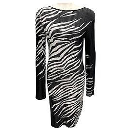 Vestido midi de punto ajustado Just Cavalli negro / blanco Negro