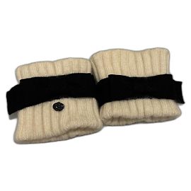 Chanel Cashmere Fäustlinge Schwarz und Beige Schwarz Beige
