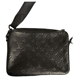 Borsa Messenger Duo Louis Vuitton in pelle monogramma nera Nero