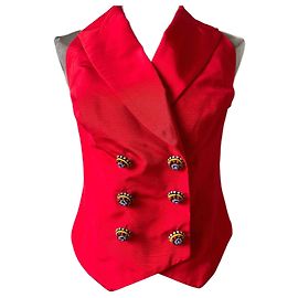 Bustier Corsetto Dior in Seta e Cotone Rosso Rosso