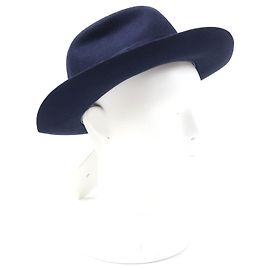 Hermès Hermes Rabbit felt Leather and Felt Hat Blue Navy blue