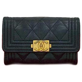 Tarjetero Chanel Boy de caviar Negro