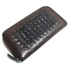 Carteira longa de crocodilo Bottega Veneta Marrom
