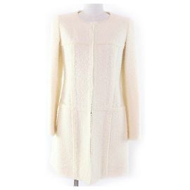 Autre Marque Rene No-collar tweed TISSUE fabric wool coat Other Cream