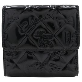 Chanel Icon Line Patent Leather Wallet Black