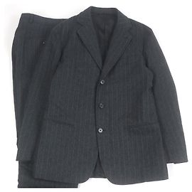 Conjunto de terno de lã com padrão listrado Hermès Marrom Cinza