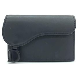Dior Saddle Calfskin Card Holder Black