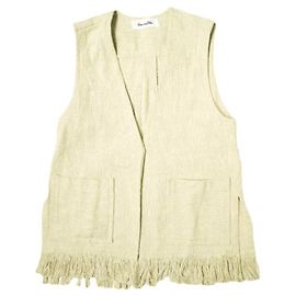 Autre Marque chaleco de flecos de algodón Sara Mallika Beige Crudo