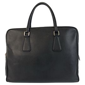 Prada Saffiano Leather Briefcase Black