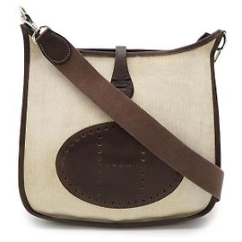 Bolsa de Ombro Hermès EvelynePM em Lona H e Couro Marrom Outro