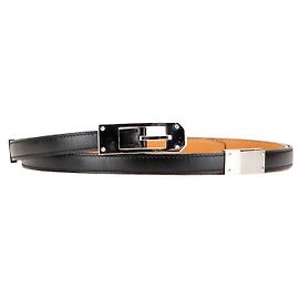 Cinturón Kelly Ardillon de Box Calf de Hermès Castaño Negro