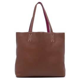 Hermès Bolsa Double Sens 36 em Clemence Marrom Marrom