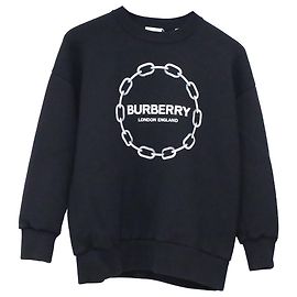 Burberry Pullover aus schwarzer Wolle mit Kettenmuster Schwarz