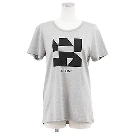 Céline T-shirt Celine Signature in cotone Nero Grigio
