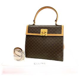Céline Bolsa 2way de couro e PVC Celine Macadam Triomphe Marrom