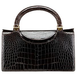 Mila Schön mila schon Croco Embossed Leather Handbag Brown
