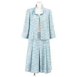 Conjunto de tweed Chanel Plata Turquesa