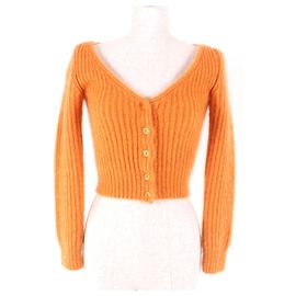 Céline Cardigã cropped de mohair com decote em V Celine Laranja