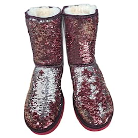 Ugg Classic Short Ankle Boots Lambskin Dark Red Dark red
