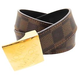 Cinto Carré Damier Ebene Louis Vuitton Bronze