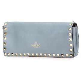 Clutch in pelle Valentino Rockstuds Blu