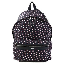Mochila de lona Saint Laurent Preto Branco Vermelho