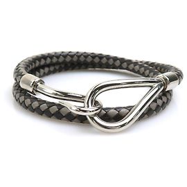 Collar choker de cuero Jumbo Hermès Castaño Negro Plata