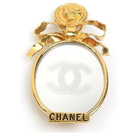 Chanel Coco Mark Spiegel Metall Gold Brosche Golden