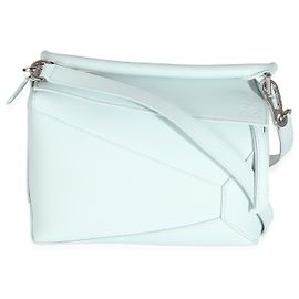 Bolsa Puzzle Edge Small em couro de bezerro granulado azul claro Loewe Azul