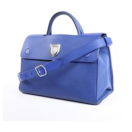 Dior-Dior Diorever Medium Leather 2Way Handbag in Blue-Blue