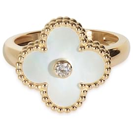 Van Cleef & Arpels Yellow Gold Mother Of Pearl and Diamond Vintage Alhambra Ring Other