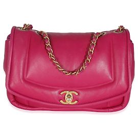 Chanel Dark Pink Lambskin Medium Simply Flap Bag Pink