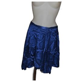 Balmain Asymmetrical Silk Skirt Blue Blue