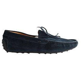 John Lobb Mocassins en daim bleus Bleu