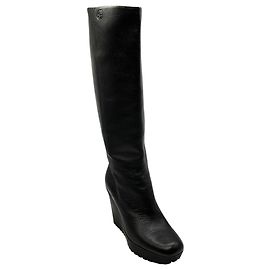 Botas altas de cuña de cuero negro Gucci Negro