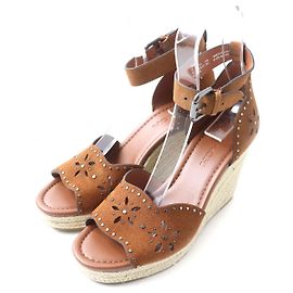 COACH KELSI SDE WEDGE Suede Wedge Sandals Brown